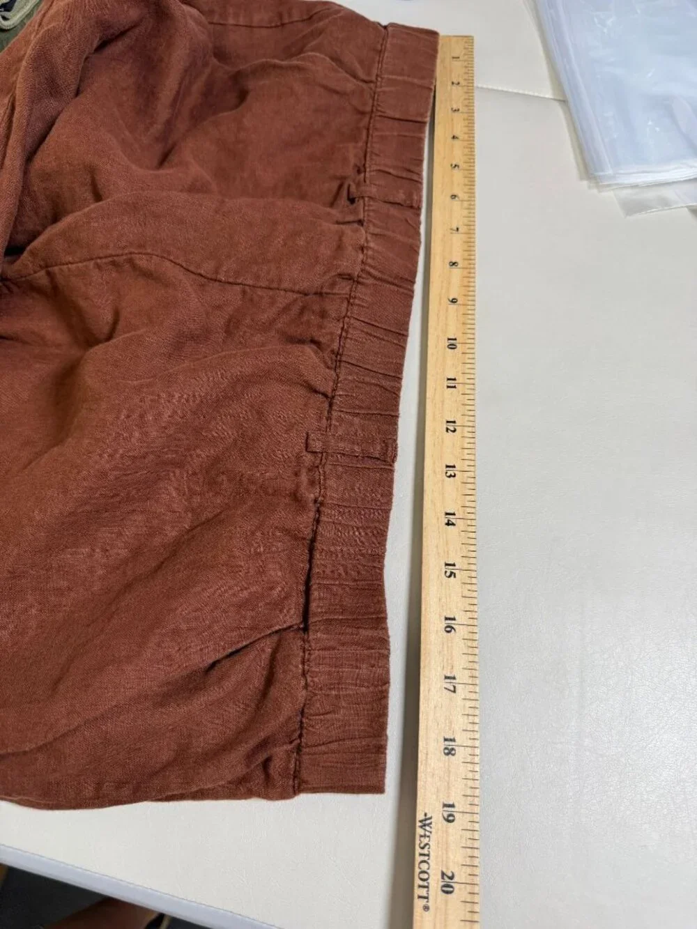 Quince Brown 100% Linen Crop Pants Womens XL Elastic Waist Relaxed Sustainable